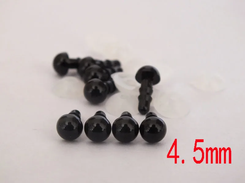 Commercio all'ingrosso 100 paia di occhi di sicurezza da 4.5mm colore nero con rondelle occhi di bambola animale spedizione gratuita