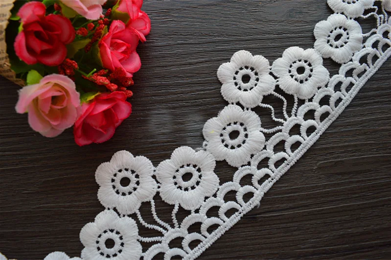 

10 yard 6cm 2.36" wide ivory embroidered tapes lace trim ribbon 1131521QL4K43