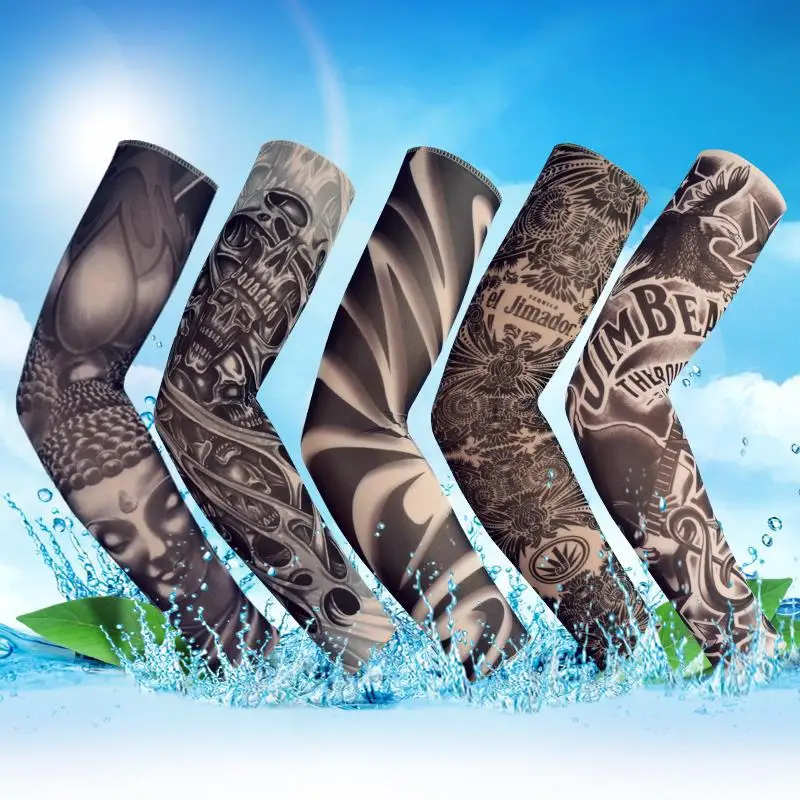 1pc Tattoo Sleeve Flower Arm Sleeve Men and Women Ice Summer Running Cycling Riding Driving Sports Arm Hand Sleeve