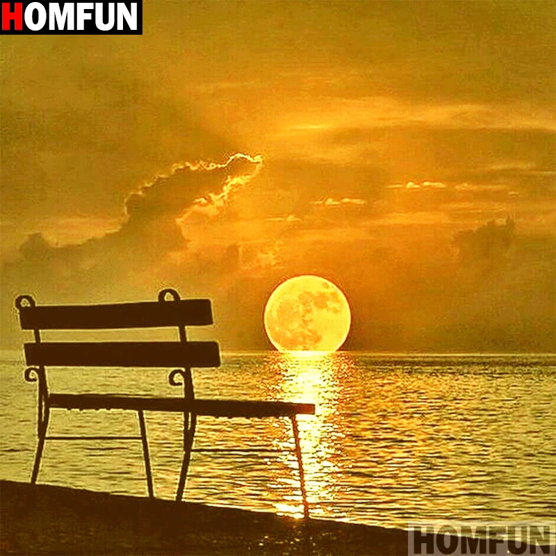 

HOMFUN Full Square/Round Drill 5D DIY Diamond Painting "Sunset at dusk" 3D Embroidery Cross Stitch 5D Decor Gift A14806