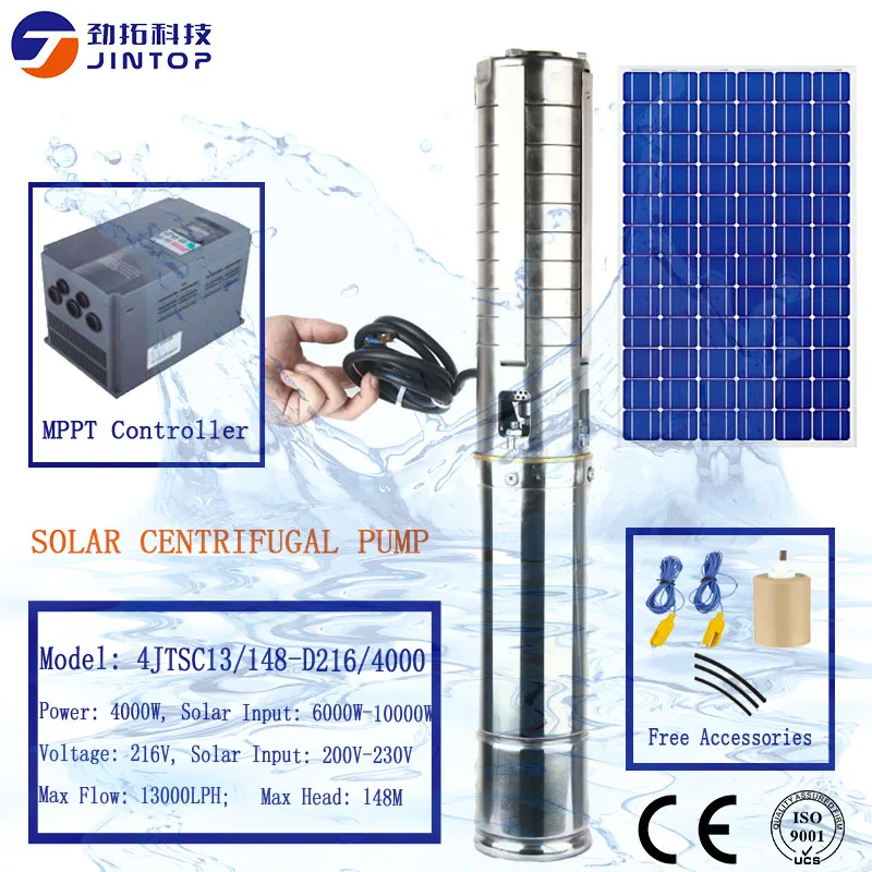 

(4JTSC13/148-D216/4000) JINTOP SOLAR WATER PUMP 13000LPH Deep Well Water DC Alternative Energy Solar Powered Submersible pump