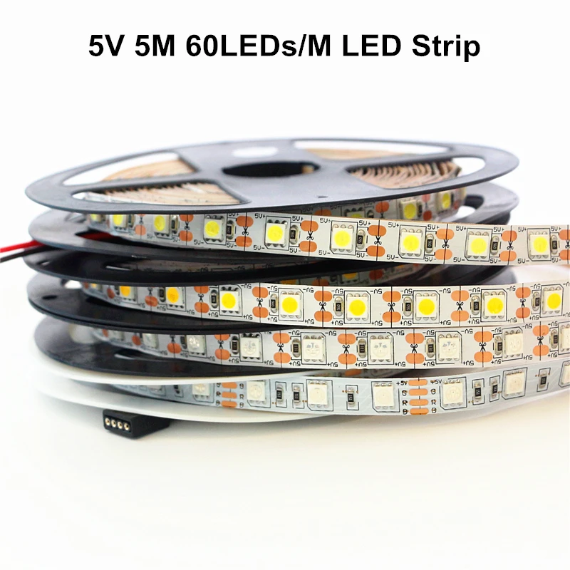 DC 5V LED Strip 5050 SMD 5M 60LEDs/M LED Flexible light White / Warm white / Red / Green / Blue / Yellow / RGB LED Tape Lamp