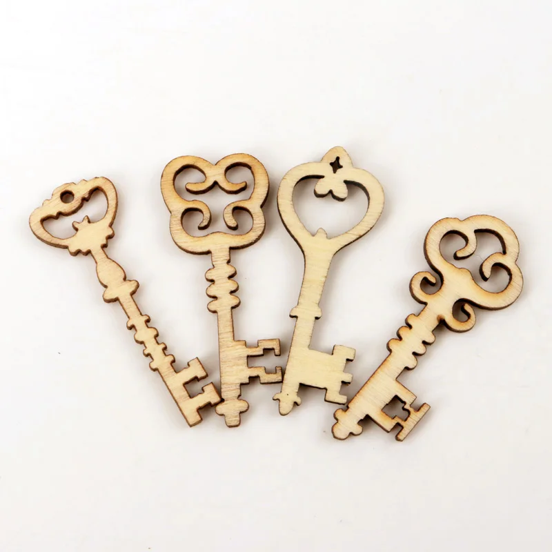 Natural Wood Color Key Wood Pattern Scrapbooking Art Collection Craft for Handmade Accessory Sewing Home 16x36mm 20pcs MZ145