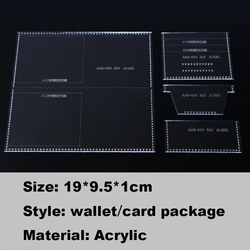 1 Set Acrylic Template Leathercraft Pattern Model for DIY  Zipper Long Wallet Casual 19*9.5*1cm