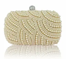 2016 Rushed Real Day Clutches Women Solid Mini(<20cm) Hasp Women Handbag Luxury Pearl Day Clutch Banquet Bag Married Evening