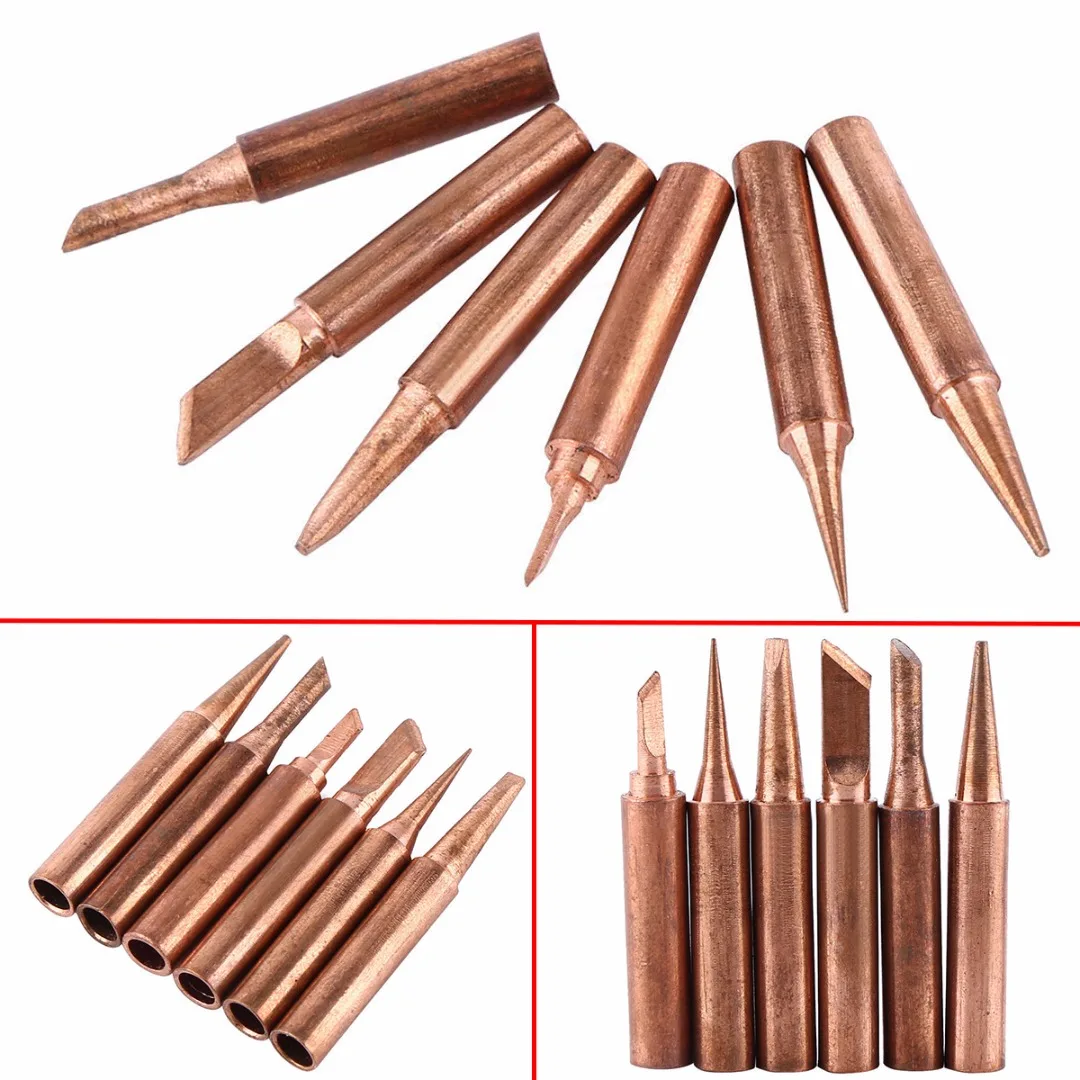 

6pcs/set New 900M-T Copper Solder Iron Tips Lead Free Soldering Welding Tools Set