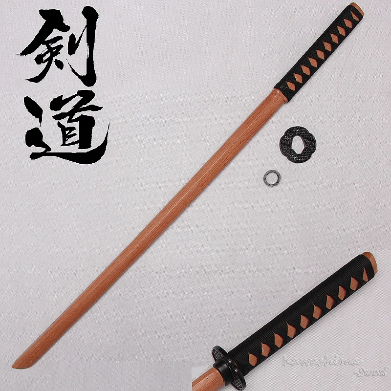 Wood Swords for Cosplay, Bokken Katana, Kendo, Samurai Practice Sword, Decorative Cosplay, PU Sheath, 100cm length