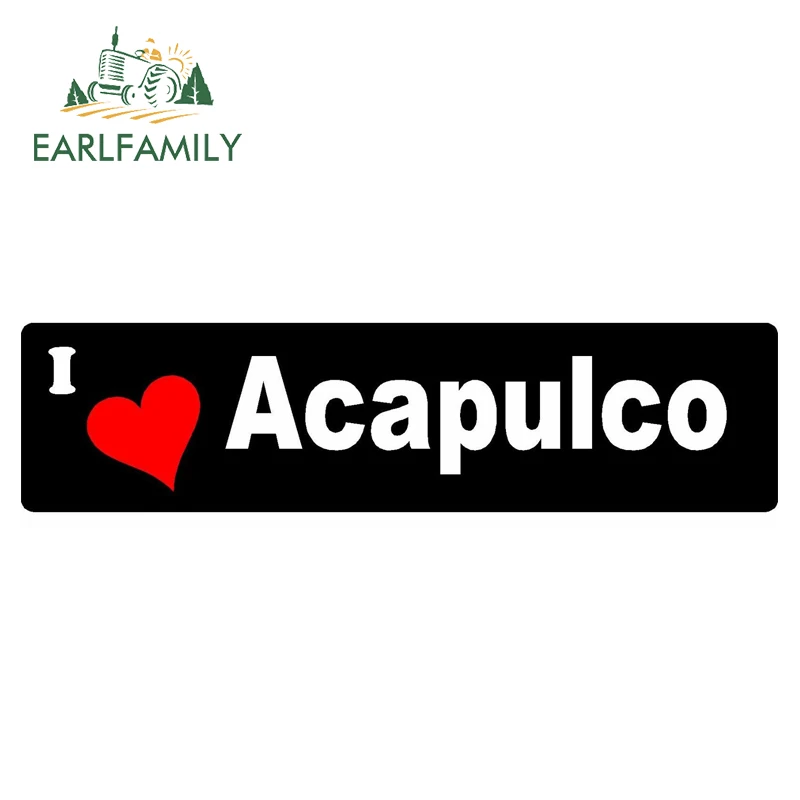 EARLFAMILY 13cm x 3.25cm I Love Acapulco (Mexico) Window Car Bumper Decals Vacation Travel Reflective Car Stickers Waterproof