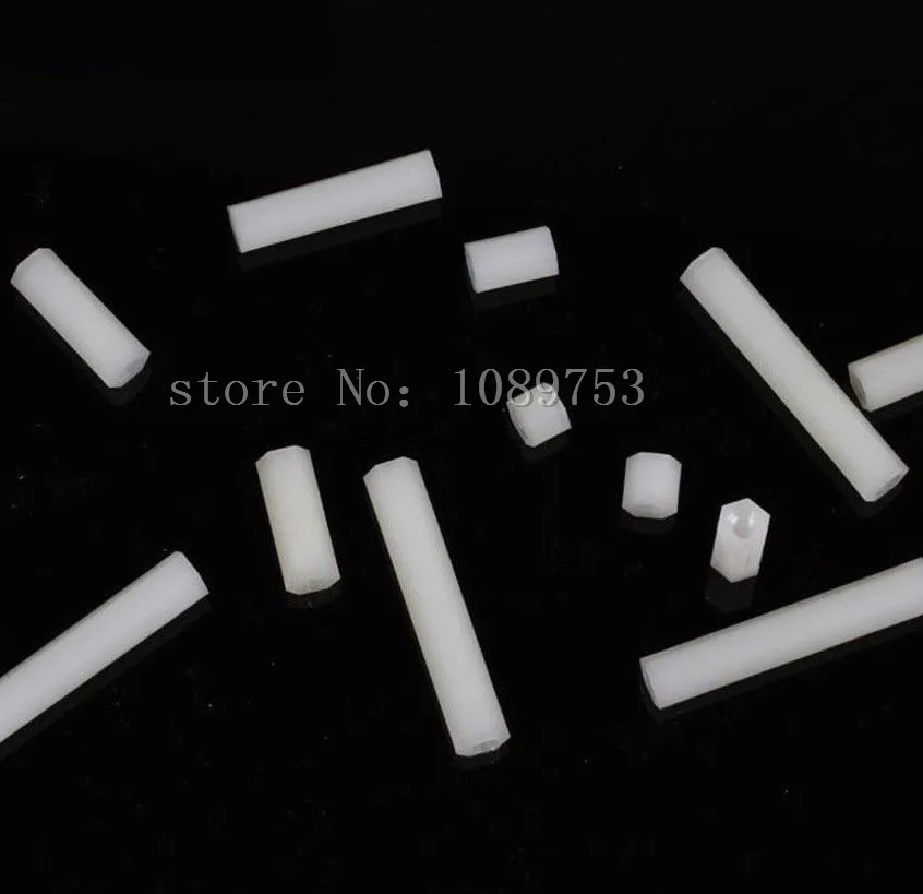 50Pcs M2 M2.5 M3 M4 White Hex Nylon Standoff Spacer Column Flat Head Double Pass Nylon Plastic Spacing Screws