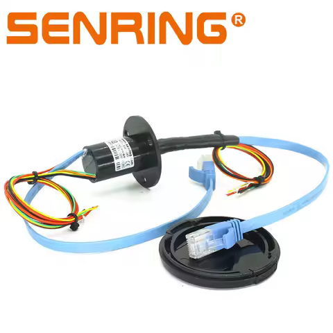 RJ45 Ethernet slip ring Connector 1 Channel 1000BaseT 6 Circuits 2A+2 Circuits 5A Capsule Ethernet Slip Ring with flange