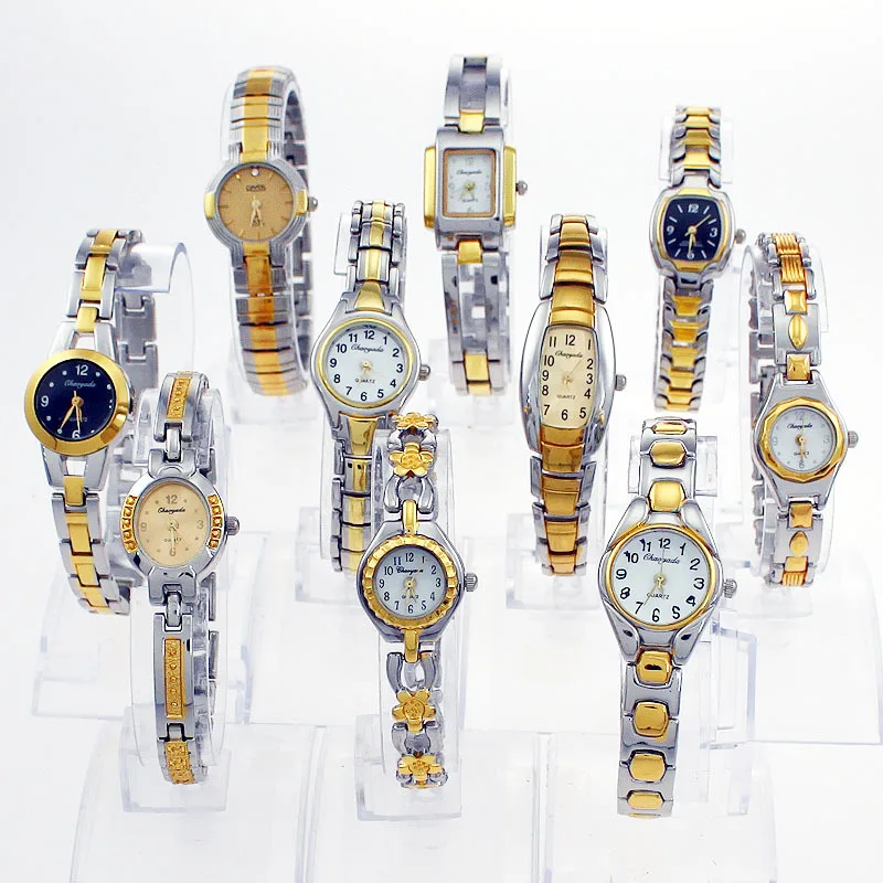 Mixed Bulk 10PCS/Lot Different Silver&Gold Ladies Women Watch Stainless Steel Adjust Band Quartz Dress Wristwatch Gift JBT