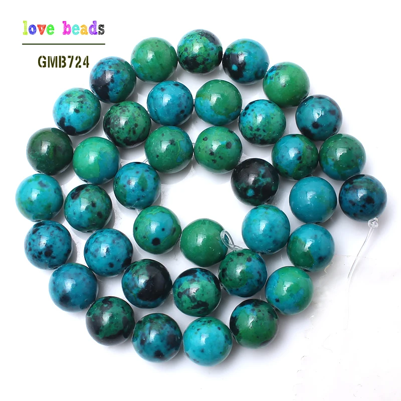 wholesale Chrysocolla stone Round Loose Spacer Beads For Jewelry Making 15.5inches  4.6.8.10.12. 14mm Pick Size-F00089