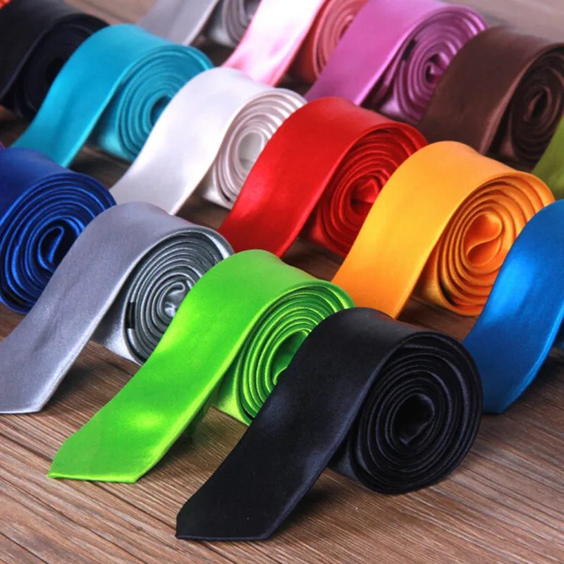 2019 Tie Necktie New Men's Slim Skinny choker Plain Satin business man,multi-color Fashion style pure color for boyfriend gift