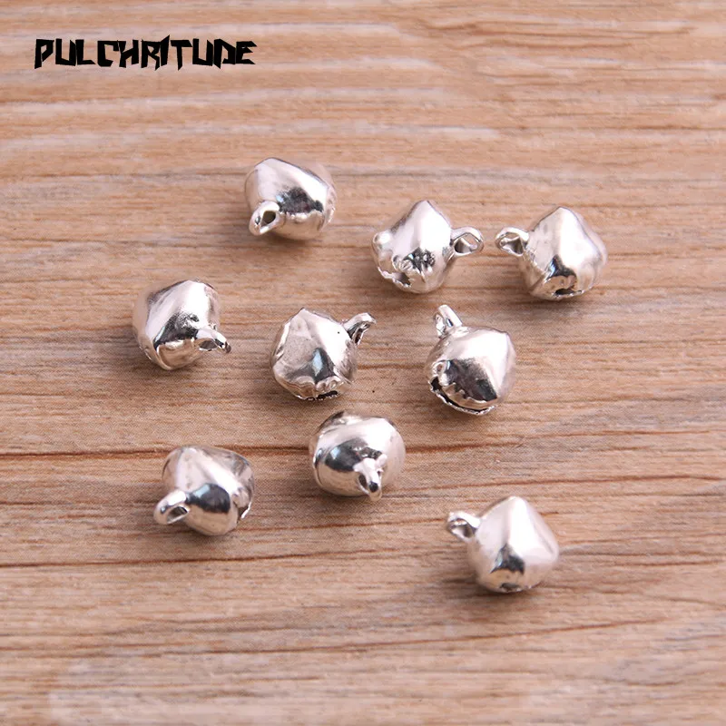 100 Pcs/Lot 6*8mm New Christmas Bells Mix Colors Loose Beads Small Jingle Bells Christmas Decoration Gift