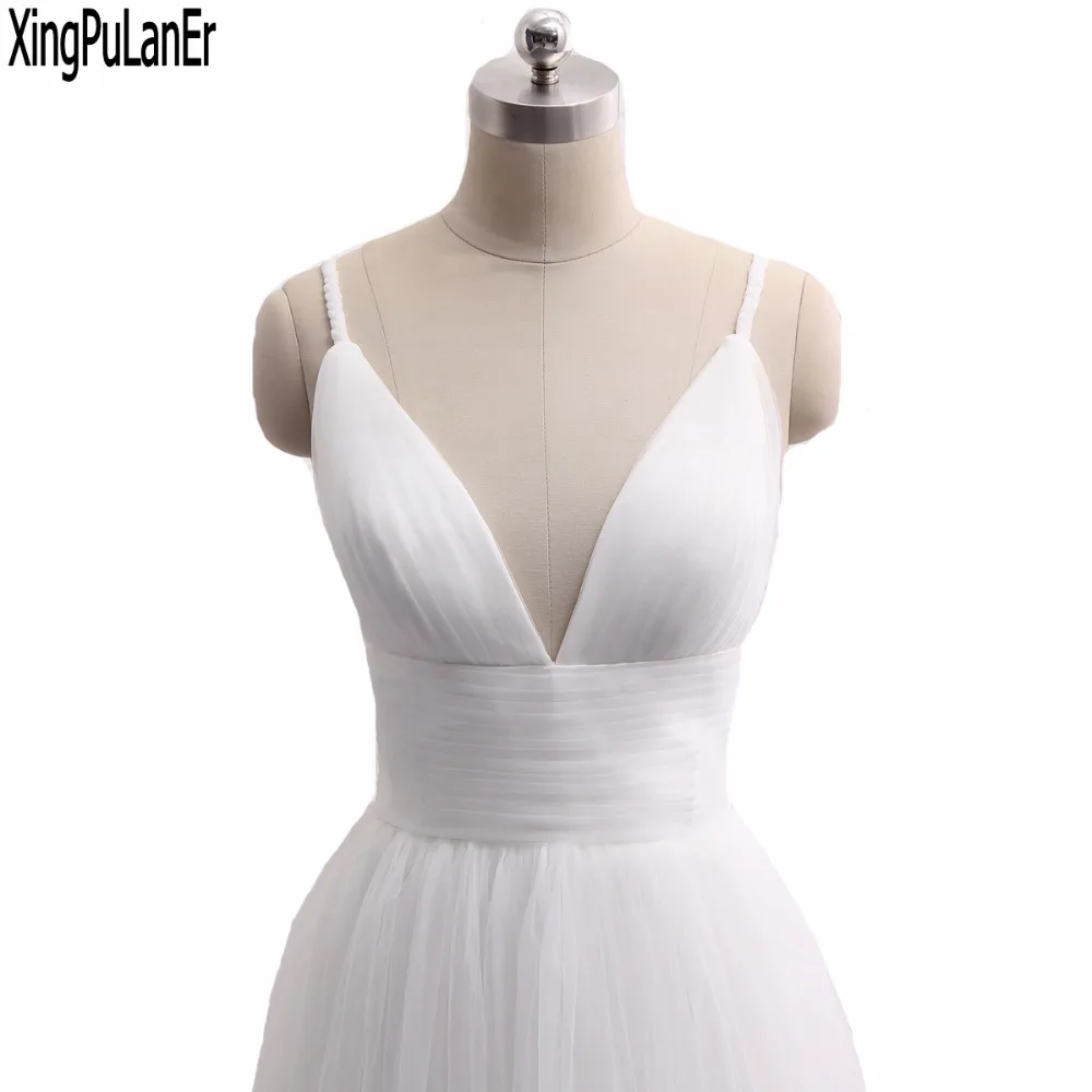 Xingpuaner – robe de mariée trapèze, col en V profond, sans manches, corsage plissé, dos ouvert, Sexy, Simple, élégante, style Boho