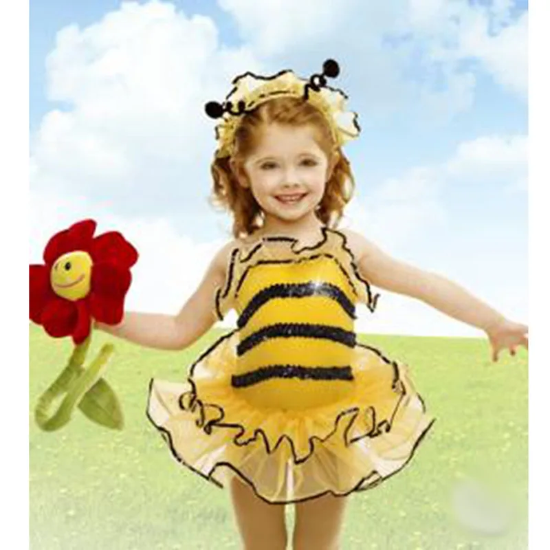 Girl Cartoon Ballet Dress Little Bee Costume, Lovely Cute Color Yellow Dancing Tutus For Kids