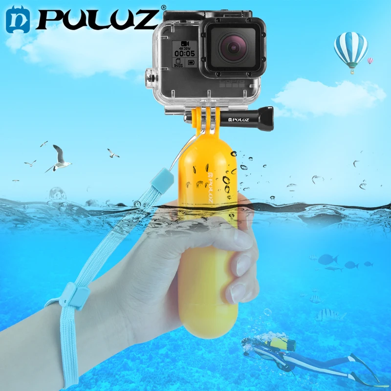 PULUZ Floating Handle Bobber Hand Grip with Strap for GoPro Hero12 11 10 9 Black 8 7 6 5 4 3 2 / Insta360 ONE R/ DJI Osmo Action