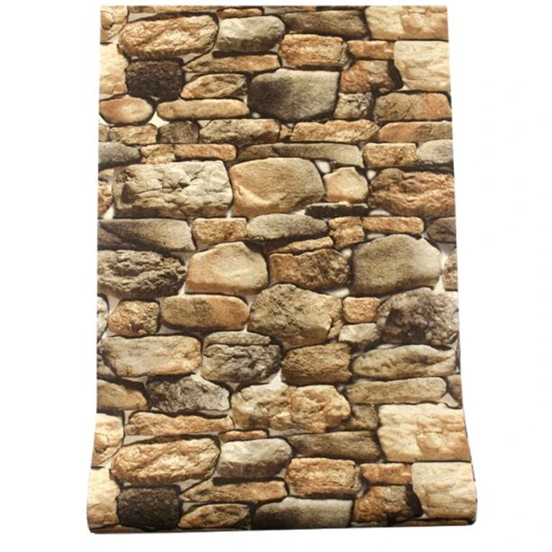 Imagem -03 - Stone Wallpaper Simulação Retro Faux Rock Restaurante Cultura Fundo Papel de Parede Beibehang3d