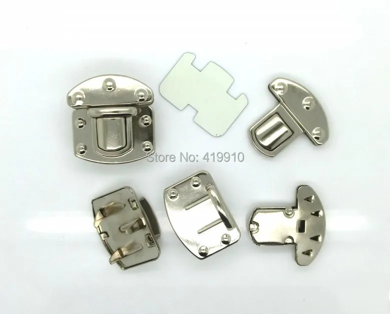 Free Shipping-10 Sets Silver Tone Jewelry Wooden Case Boxes Making Lock Latch Hardware 36mm x 35mm 35mm x 25mm,D2237