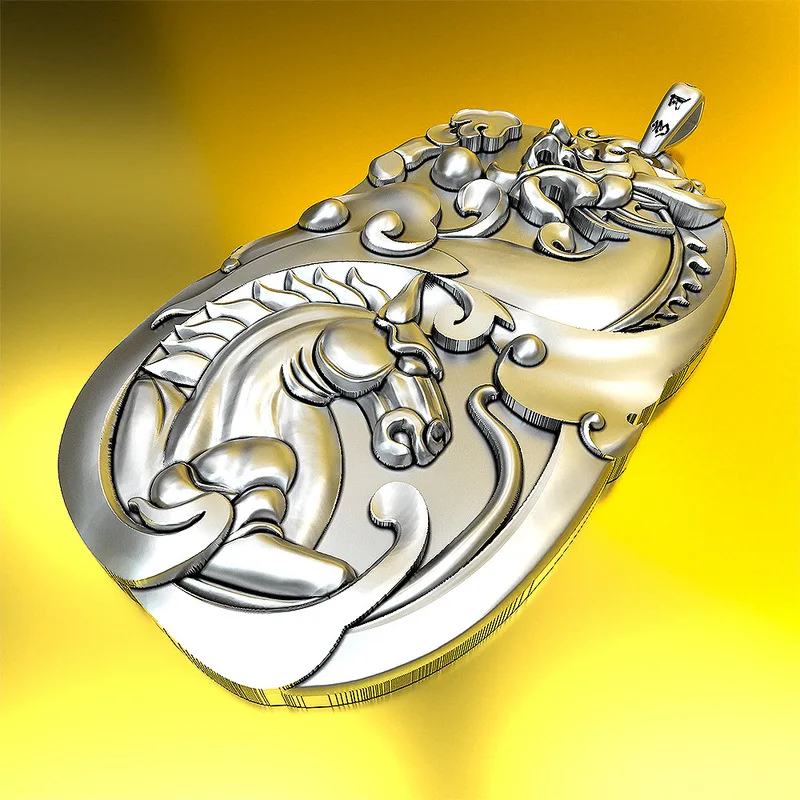 Dragon Horse Spirit 990 Sterling Silver Pendant Zodiac Gift Free Shipping