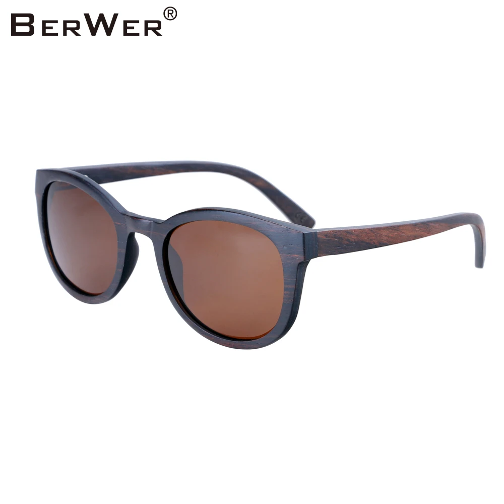 

BerWer Ebony Wooden Sunglasses Men Brand Designer Polarized Sun Glasses Vintage Wood Women Sunglasses