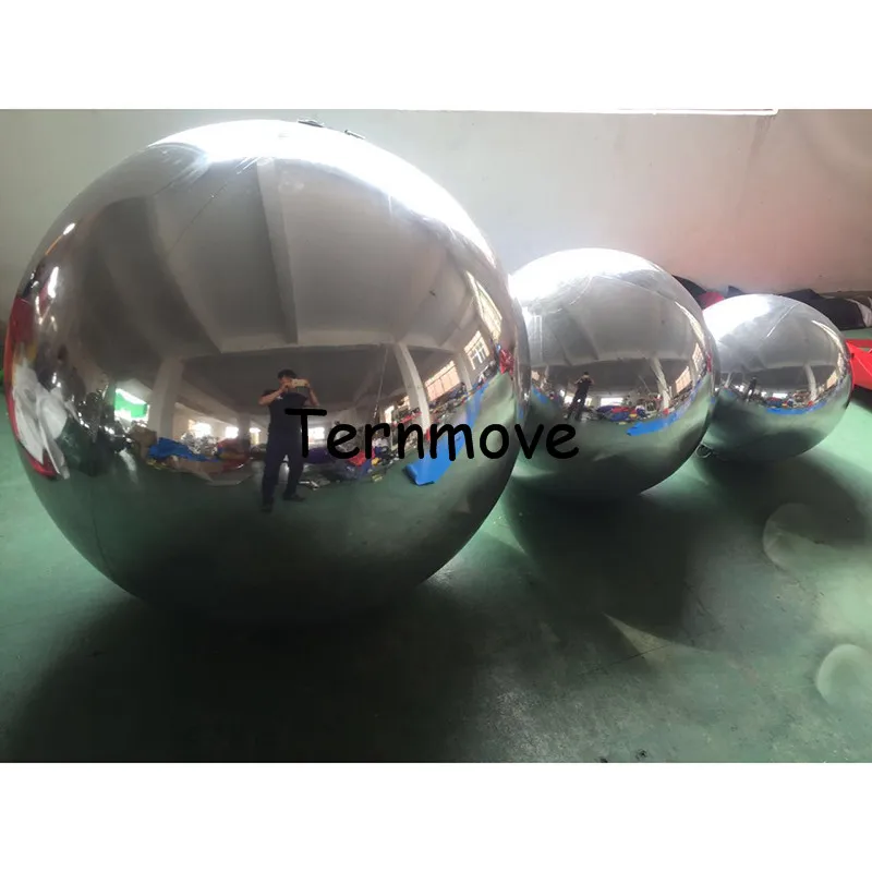 Mirror Ball Shiny Sphere For Garden Ornament Hanging Event Decoration Colorfull red black Inflatable Mirror Chrome Ball Balloon