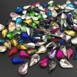 Glass Crystal Pear 5*8mm 6*10mm 8*13mm nice colors Waterdrop water drop teardrop shape Glue on rhinestone beads nailart diy trim