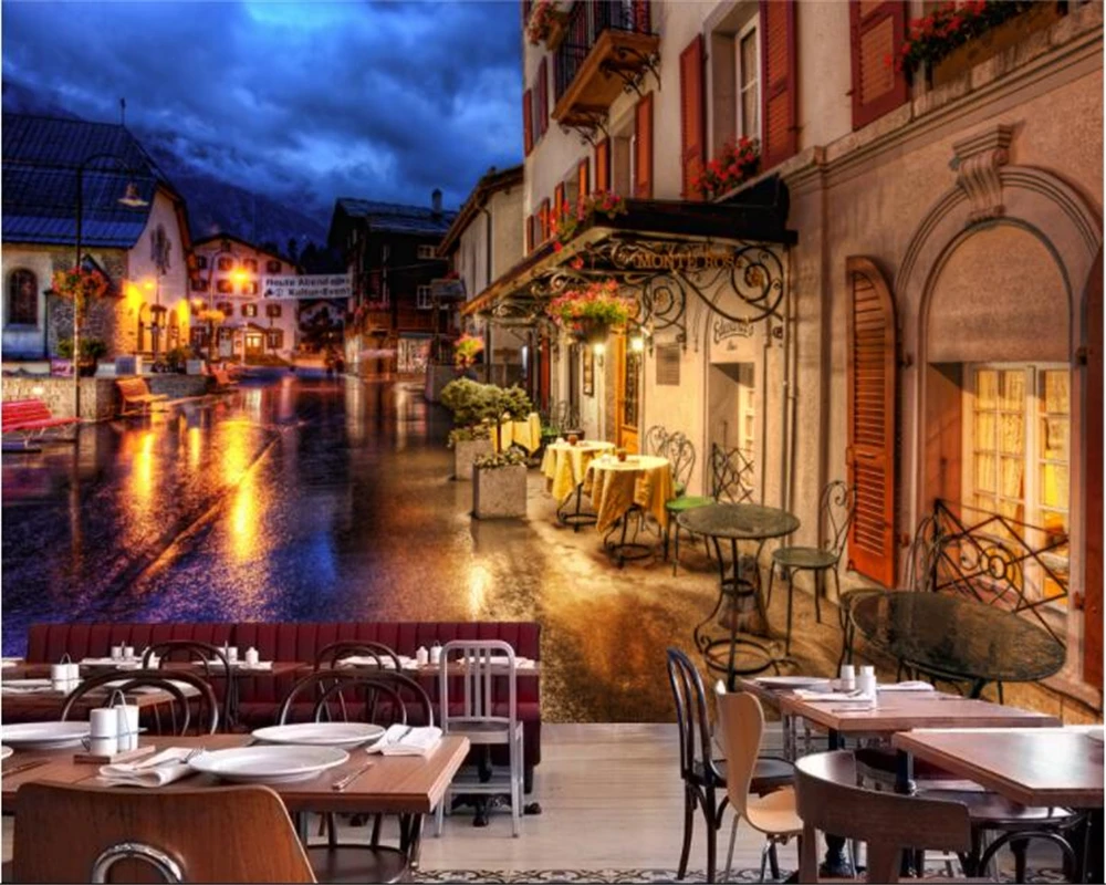 

beibehang Small town European street landscape wall painting background wall wallpaper hudas beauty wallpapers for living room