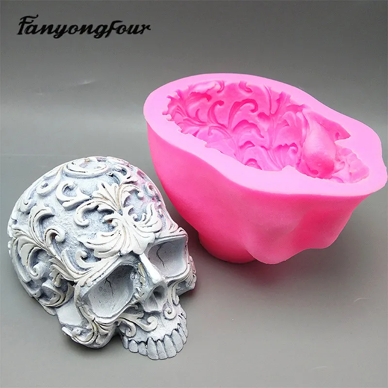 Pattern Skull Silicone Mold DIY Handmade Gypsum Aromatherapy Candle Concrete Crystal Dropping Resin Mold Manufacturing Crafts
