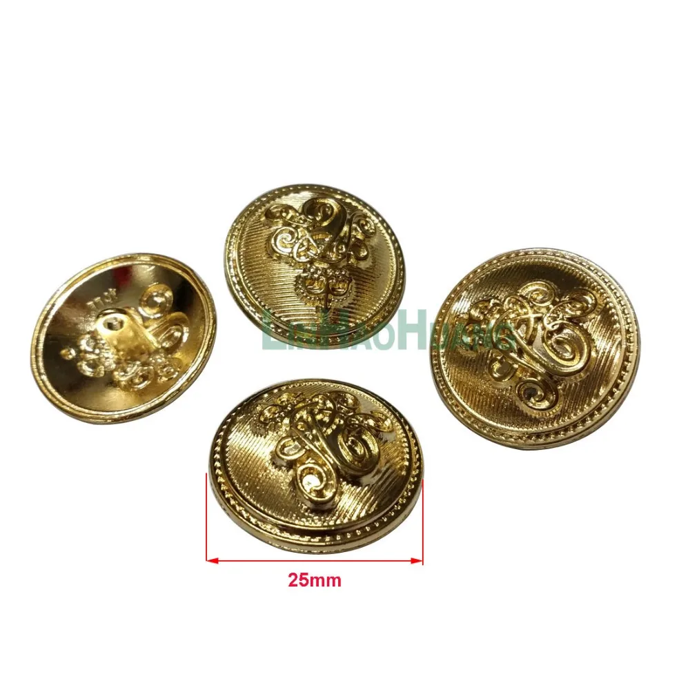 30Pcs/Lot Light Gold Metal Buttons For Clothing Sweater Coat Decoration Shirt Buttons Accessories 15/20/25mm