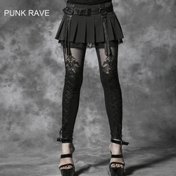 Punk Rave KERA Gothic embossed decorative pattern Strechy leggings Pants Steampunk Women fashion K144