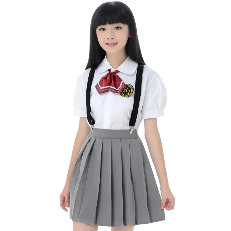 Girls Class School Uniform Suit Students Matching Outfit Academic Uniform Junior School Student Navy Uniform Pleated Skirt D0305