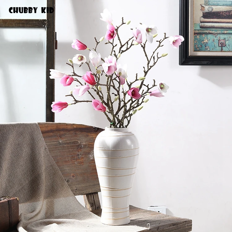 6pcs! wholesale 3D high simulation Real touch long stem Magnolia artificial flower fake magnolias wedding decorative flowers