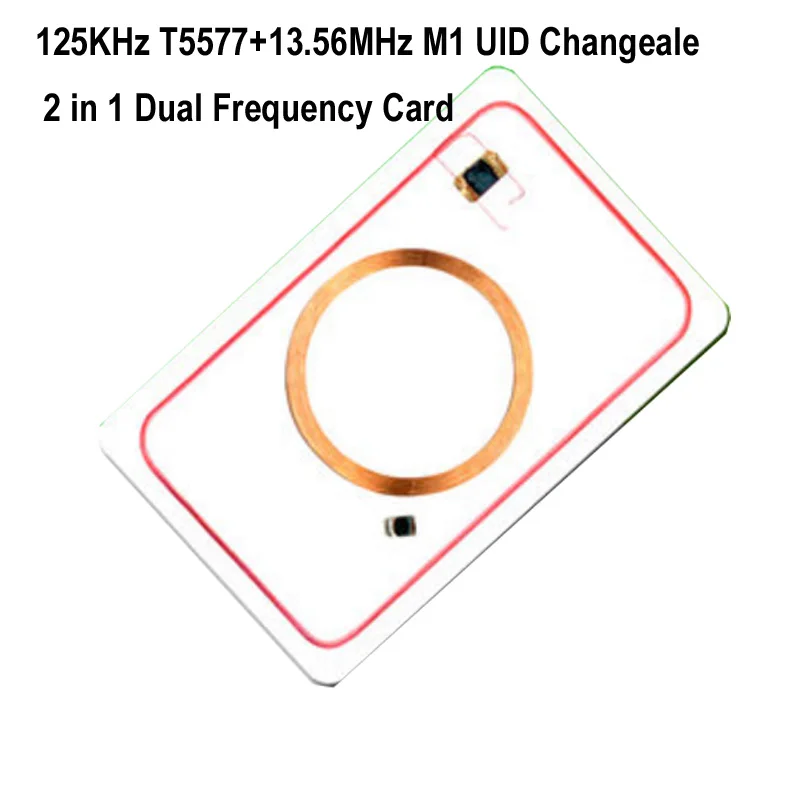 

RFID Dual Frequency 125KHz T5577 and 13.56Mhz 1K UID Blank card Readable Writable Rewrite for copy clone backup copier