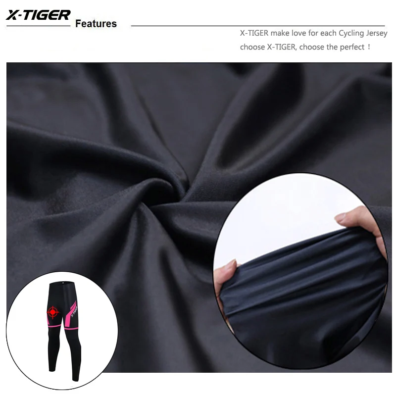 X-TIGER Frauen Radfahren Hosen Anti-shock MTB Fahrrad Radfahren Hosen Anti-schweiß 5D Anti-Slip Gepolsterte Gel Racing fahrrad Sport Hosen – Detail 7