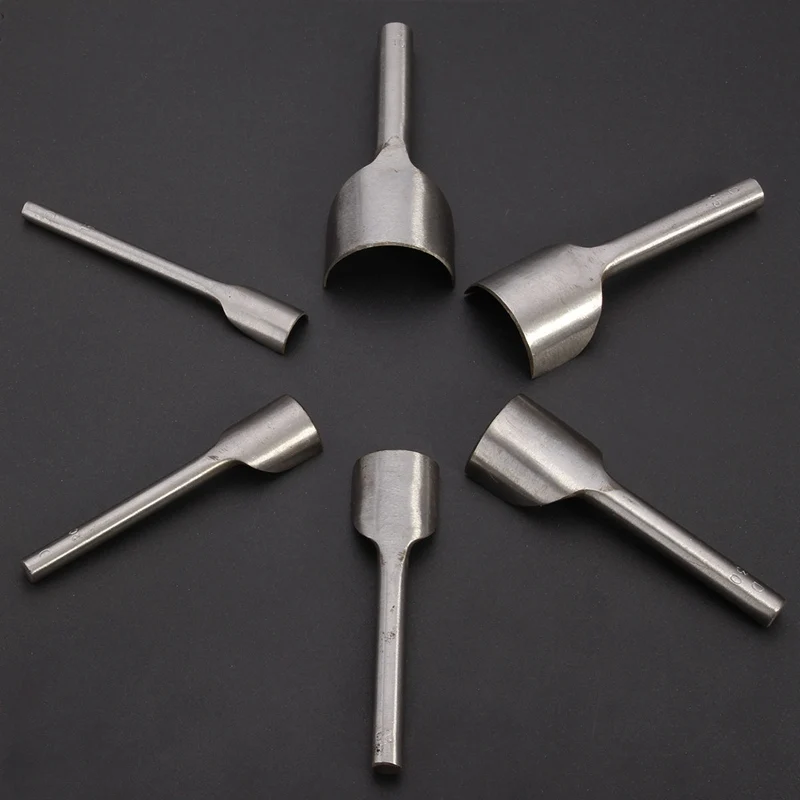 New Da Công Cụ Thủ Công Nửa Vòng V Shaped Cutter Punch Da Handmade Công Cụ Thủ Công Đấm Dụng Cụ Cầm Tay 6 cái/bộ 15 mm-40mm