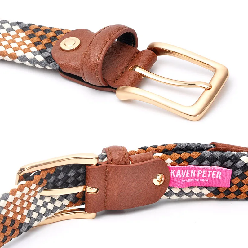 Women Braided Belt With Gold Buckle 3.0 CM Width Without Holes Cotton Weave Pipe Strong Belts Knitted Lover Belts