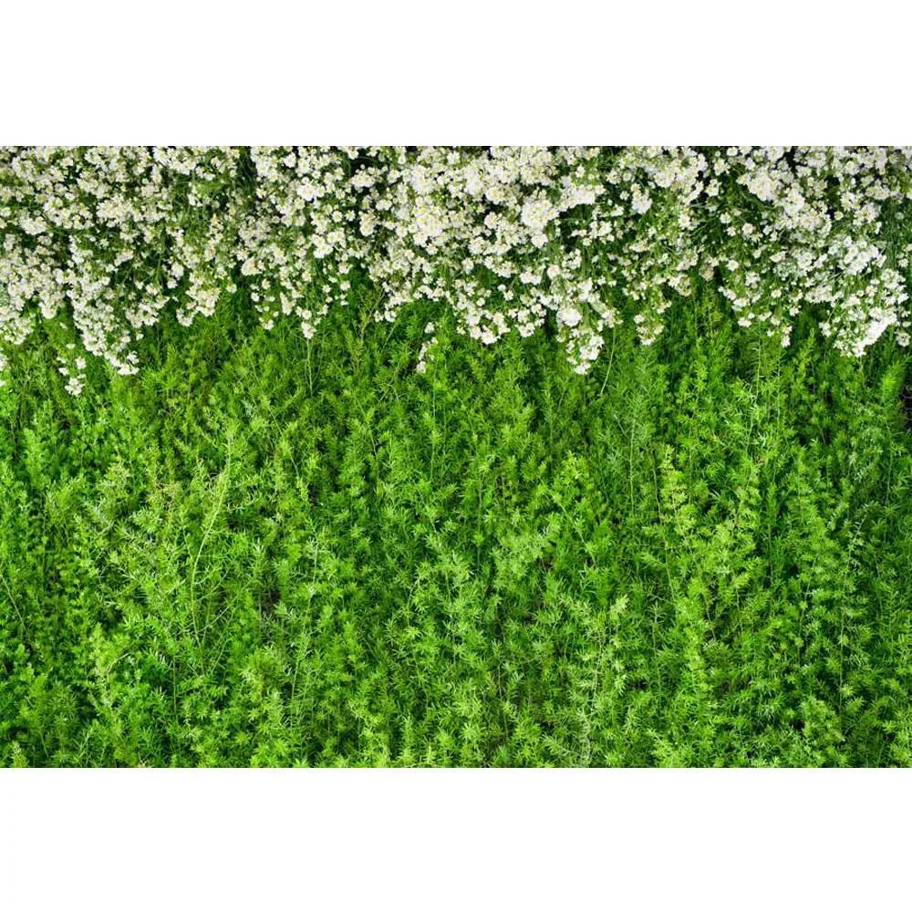 Green Leaves Wall Backdrop for Wedding Photography Printed White Flowers Spring Nature Scene Party Themed Photo Booth Background