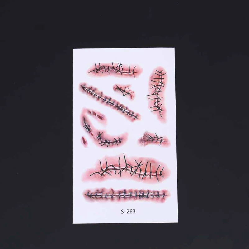 All Saints' Day Theme Simulated Scar Tattoo Sticker Blood Scarring Pattern Waterproof Environmentally Disposable Stickers