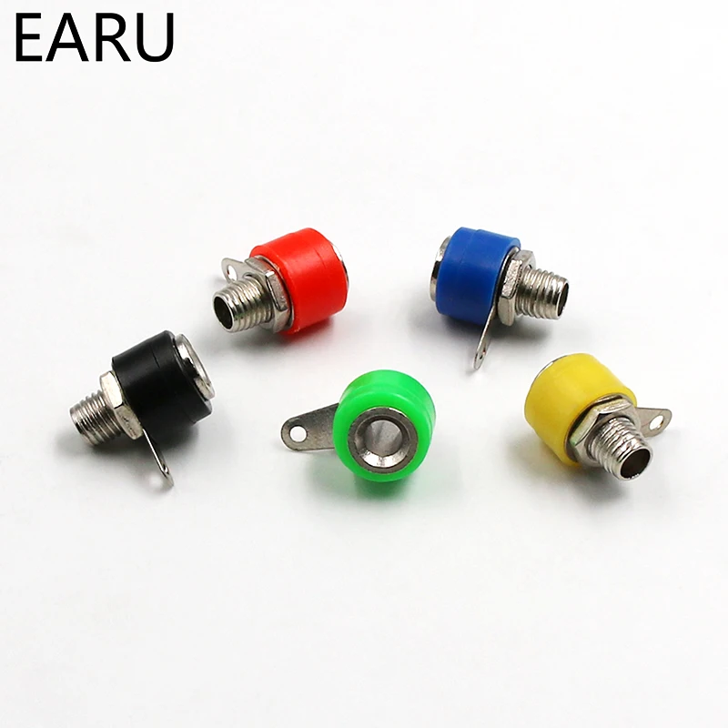 10pcs/lot 4mm Banana Binding Post 4mm Banana Socket Free Shipping 5color/lot Plug Adapter DIY Red Green Yellow Black Blue