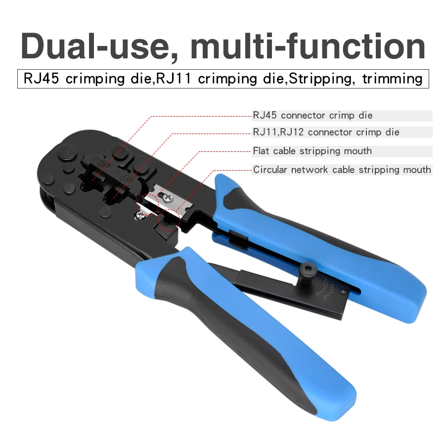 CNCOB Rj45 Crimper tool rj11 cat5e cat6 cable crimping tool network pliers tool 8P/6P multi-function cable pliers, peeling shear