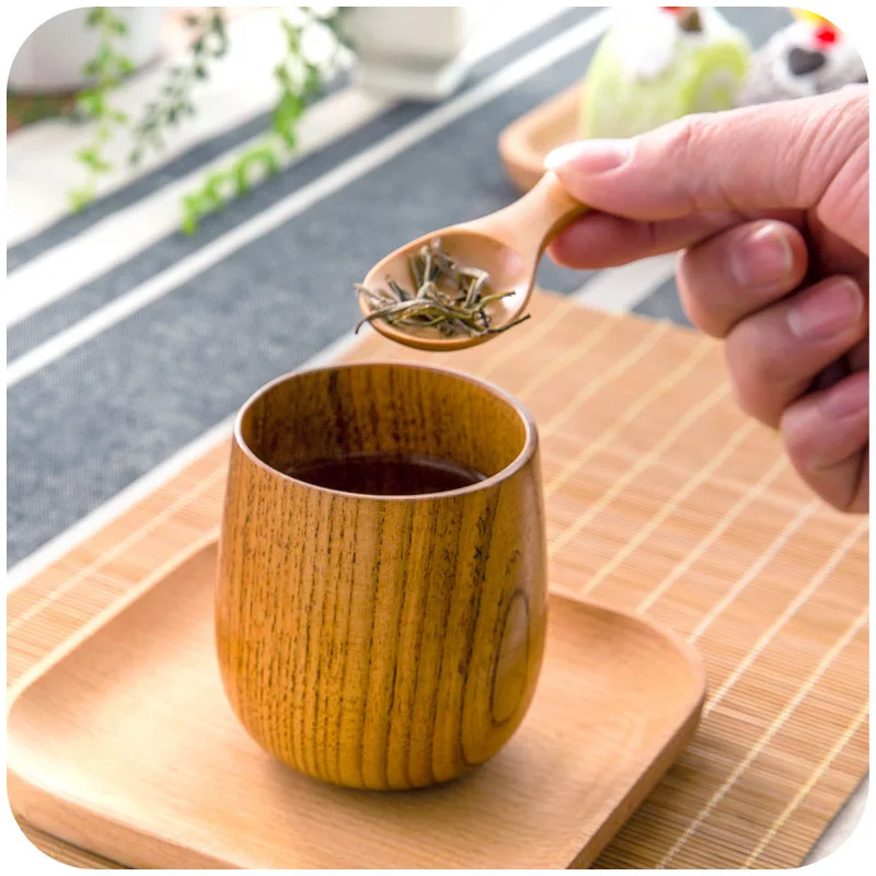 Japanese style tableware wooden tea scoop short handle seasoning spoon ice cream spoon W9259