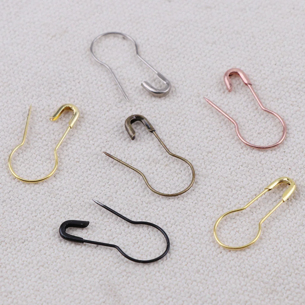 100Pcs/set Solid Color Gourd Shape Safety Pins DIY Metal Clips Pins Knitting Cross Stitch Marker Tag Pins Clips For Clothes Kits