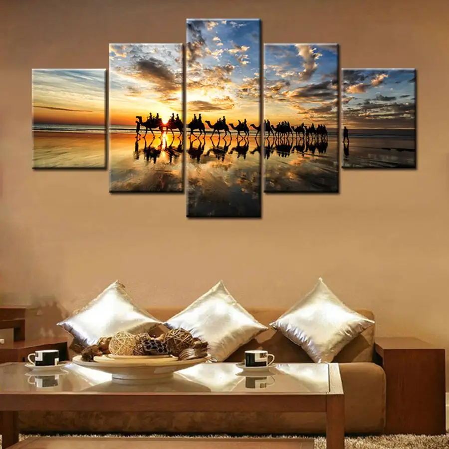 

Oasis Hallway Wall Art Canvas Prints Sunset Camel Desert for Office Wall Decor Poster Print Home Decor Drop Shipping