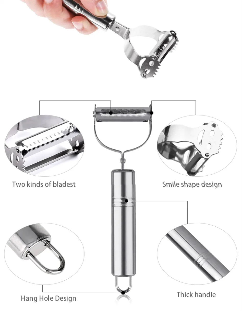 Pelapatate I-Style In Acciaio Inox 304 Con Manico In Legno Massello - Pelapatate Per Frutta E Verdura, Resistente E Affilato - 6