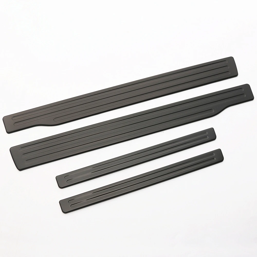 JY 4PCS Black SUS304 Stainless Steel Door Sill Scuff Plates Trim Car Styling Accessories For HONDA STEPWGN RK 2009-2015.