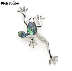 Alloy Natural Shell Frog Brooches Women Men Banquet Metal Animal Brooch Pins For Suits Dress Fashion Hat Scarf Pins Corsage