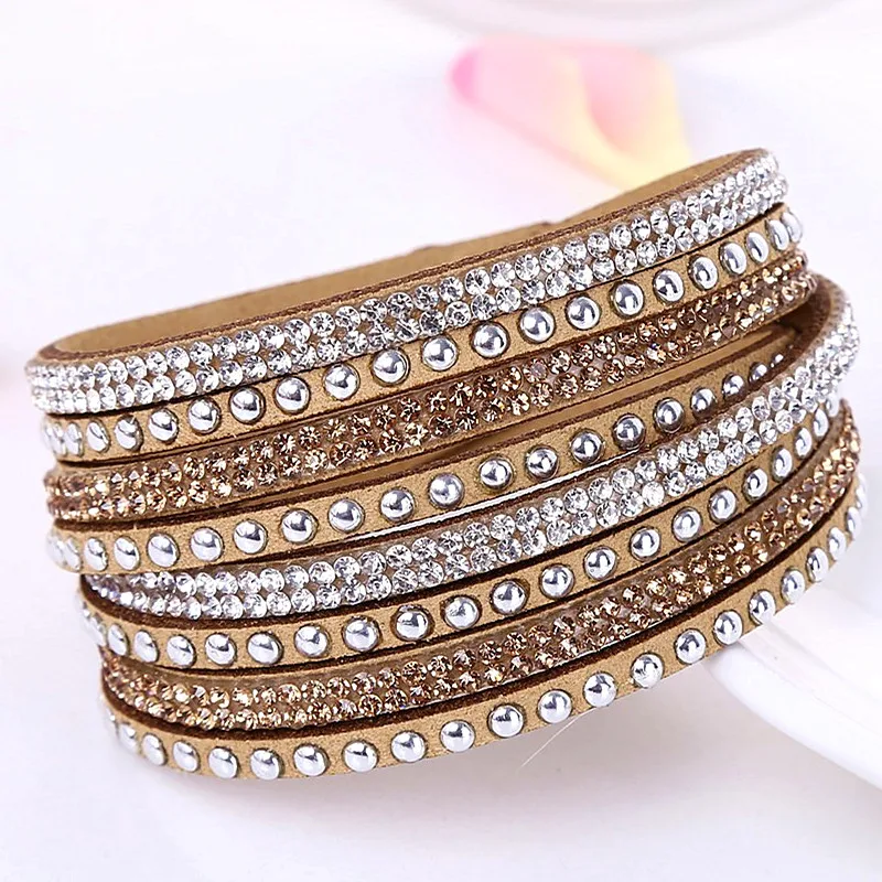 17 Colors New Fashion Leather bracelet Punk Style Multilayer Bracelets & Bangles Rivet Bracelet For Women pulseras