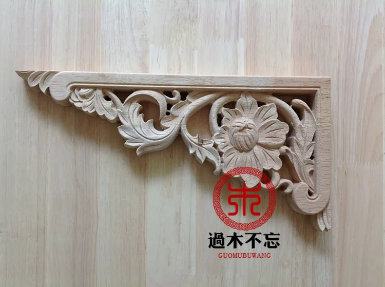 Don't forget the wooden Dongyang wood carving wood European peony flower applique gun angle angle bracket corbel stigma spear