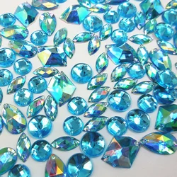 LIGHT Baby Blue Mix Shape Diy Gems kamienie i kryształy koraliki z kryształu górskiego przyszyć do szycia kostiumy ślubne rękodzieło dekoracyjne